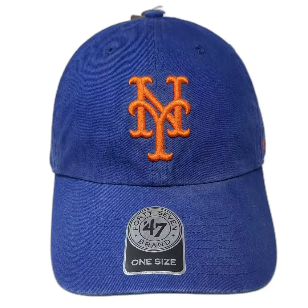 New York Mets MLB '47 Brand Baseball Cap Blue Orange Adjustable One Size OS